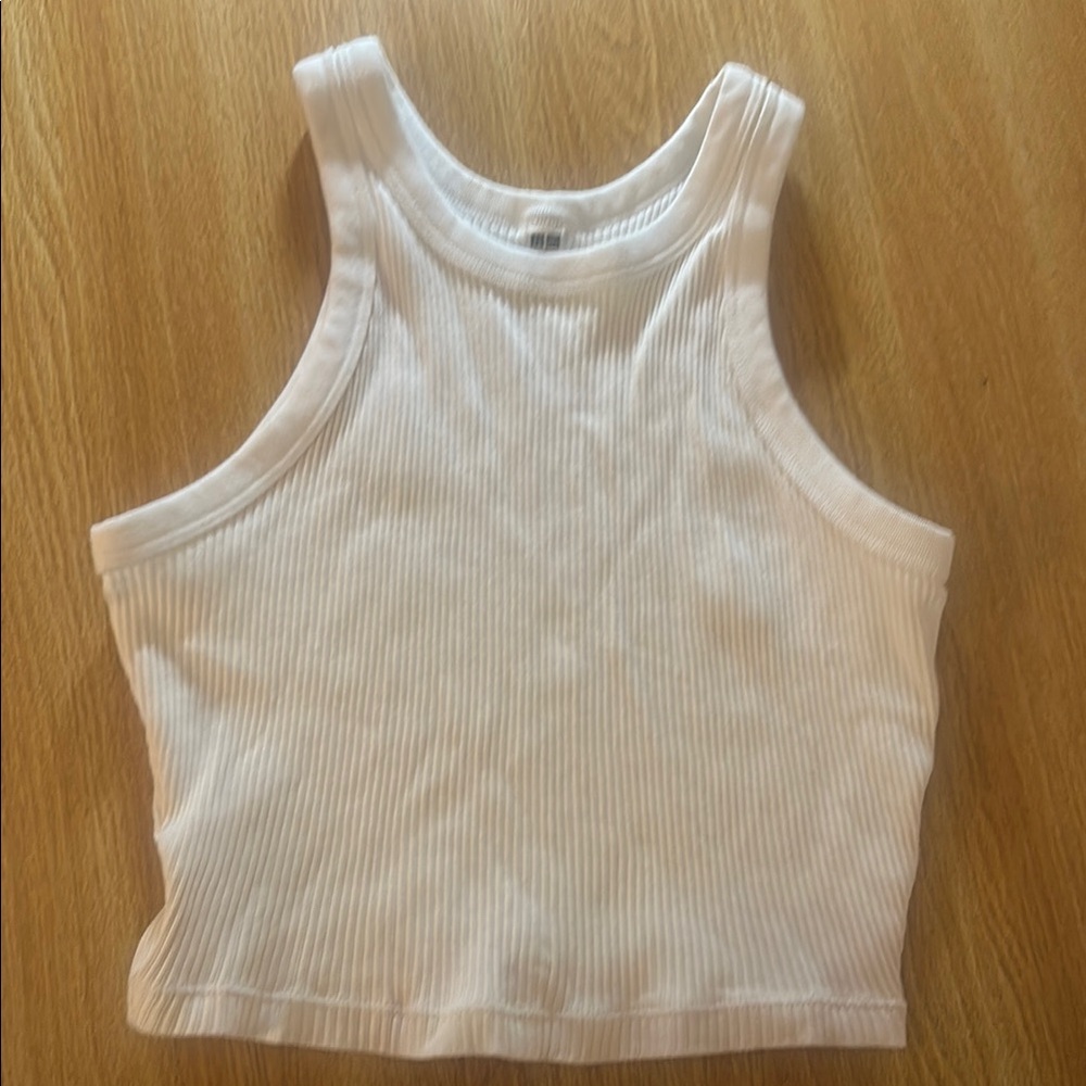 White Ribbed Tank Top